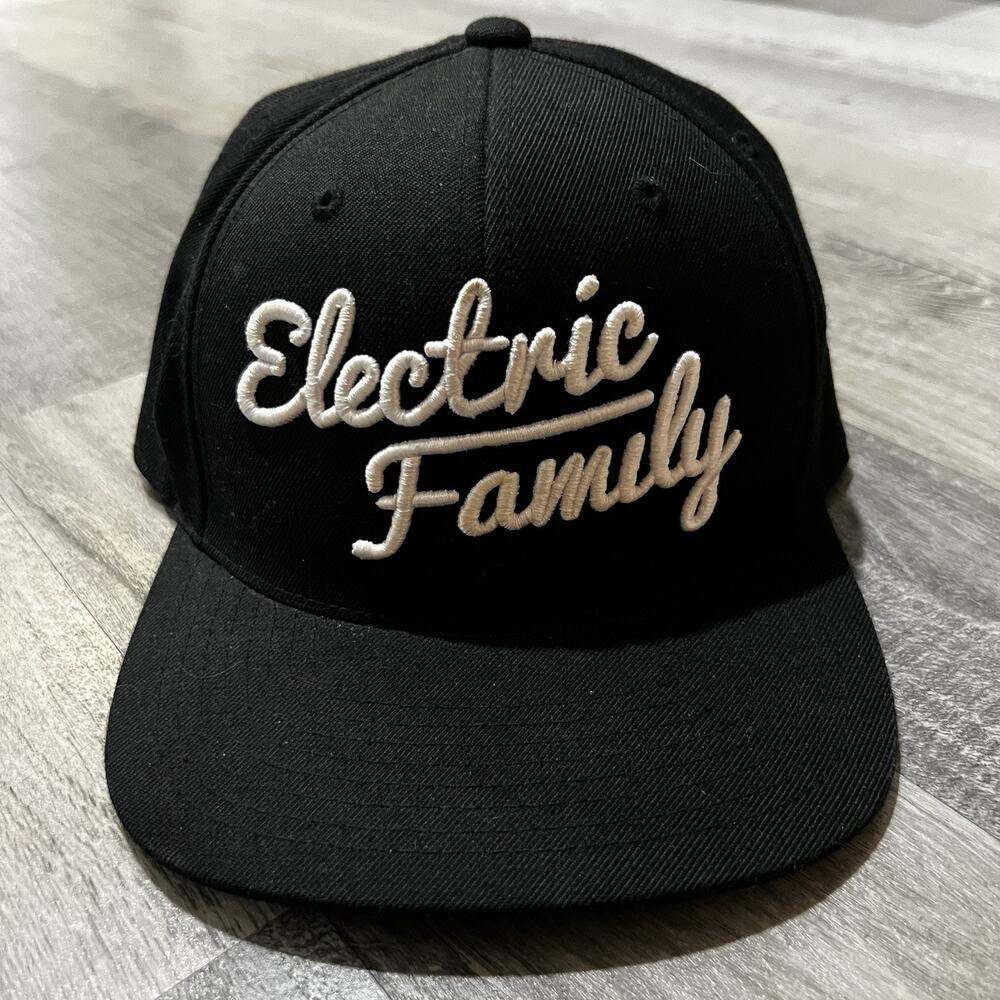 Electric Family EDM Festival Hat Black Script Logo Snapback